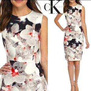 Calvin Klein Petite Floral-Print Scuba Sheath Dress - Size 4P